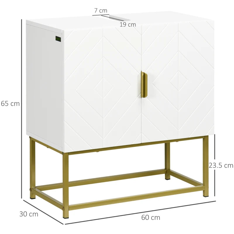 Gold Bathroom Sink Cabinet with 2 Doors and Steel Legs