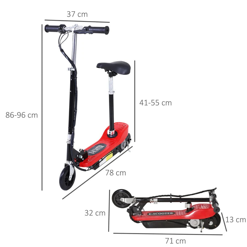 Red Electric Ride-On Scooter Toy with 120W Motor and 2 x 12V Battery