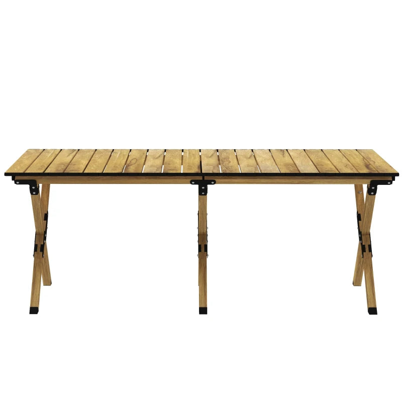 4ft Folding Aluminium Camping Table - Natural Wood Finish