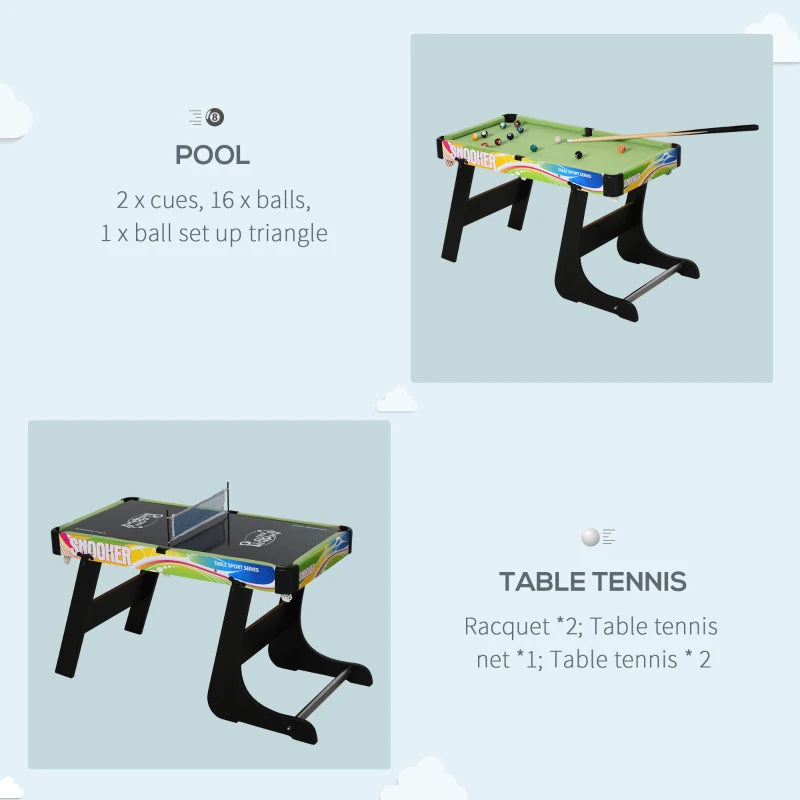 4-in-1 Multi-Color Folding Gaming Table: Hockey, Football, Table Tennis, Billiards