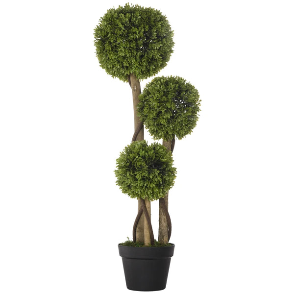 Green Boxwood Ball Topiary Tree in Pot - Indoor Outdoor Decor, 90 cm