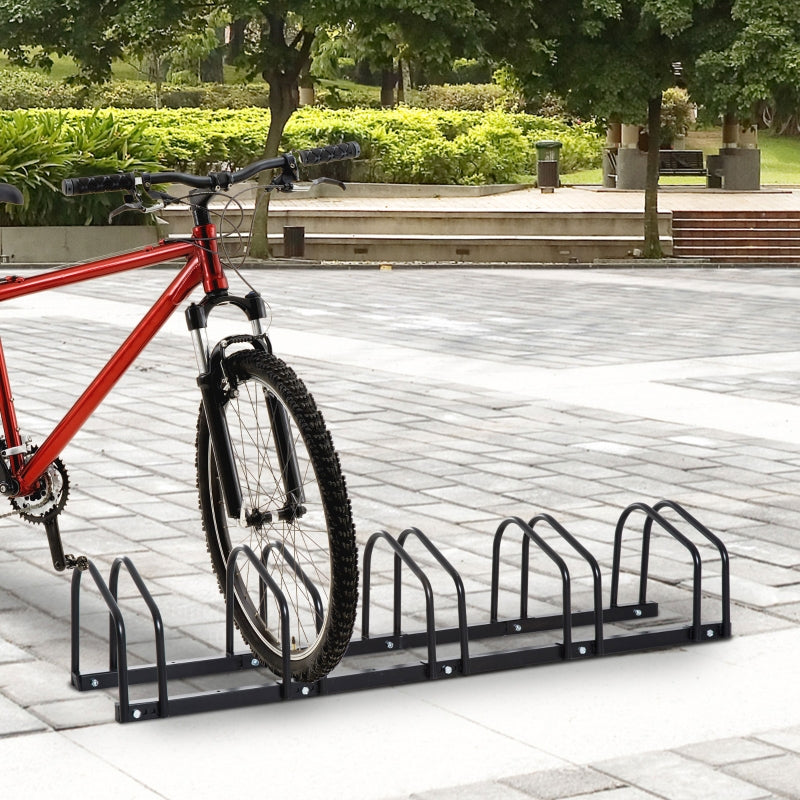 Black Bike Storage Rack - Wall or Floor Mount Bicycle Stand (5 Racks)