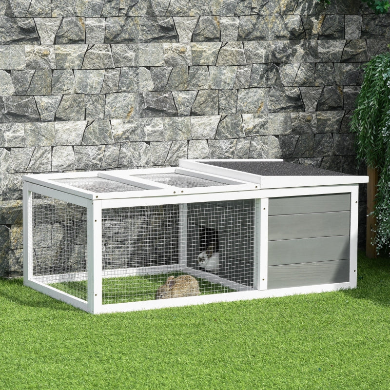 Wooden Small Animal Cage with Openable Roof - Indoor/Outdoor - 115 x 66 x 47.5 cm - Brown