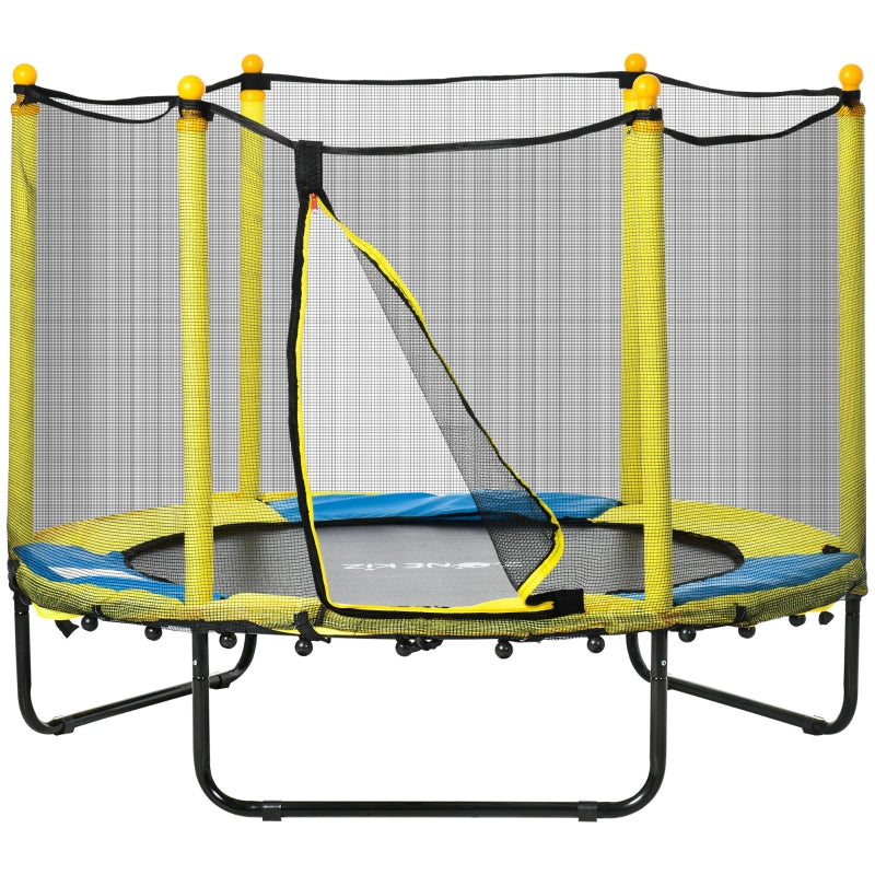 Yellow Kids Trampoline with Safety Net - 4.6FT, Ages 3-10