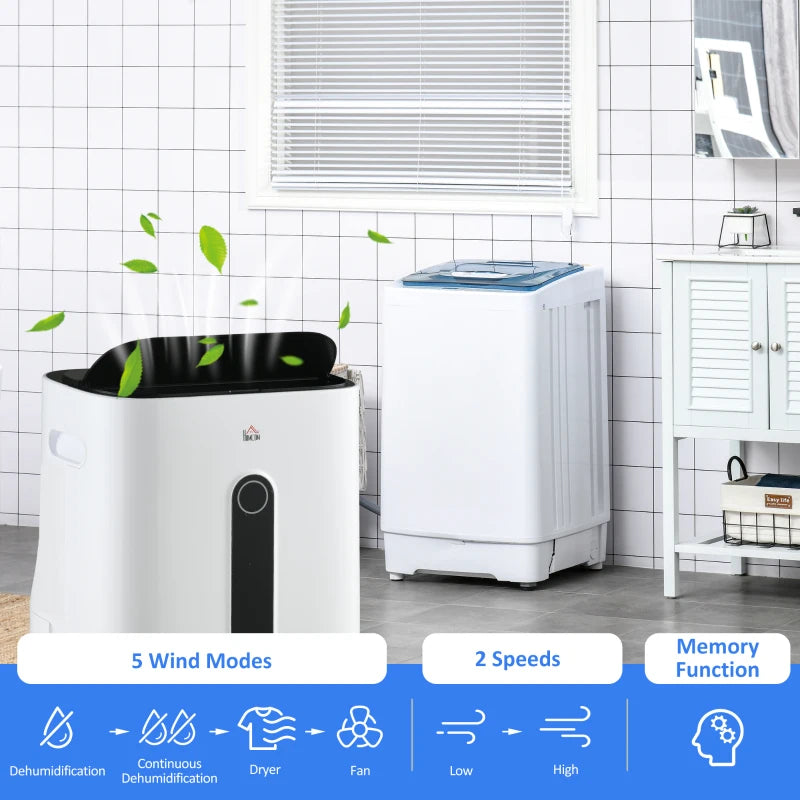 Portable Dehumidifier with Air Purifier Filter, 22L/Day, White