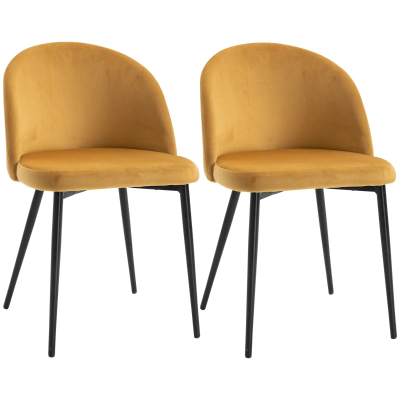 Yellow Fabric Dining Chairs Set of 2 - Contemporary Office Kitchen Seating