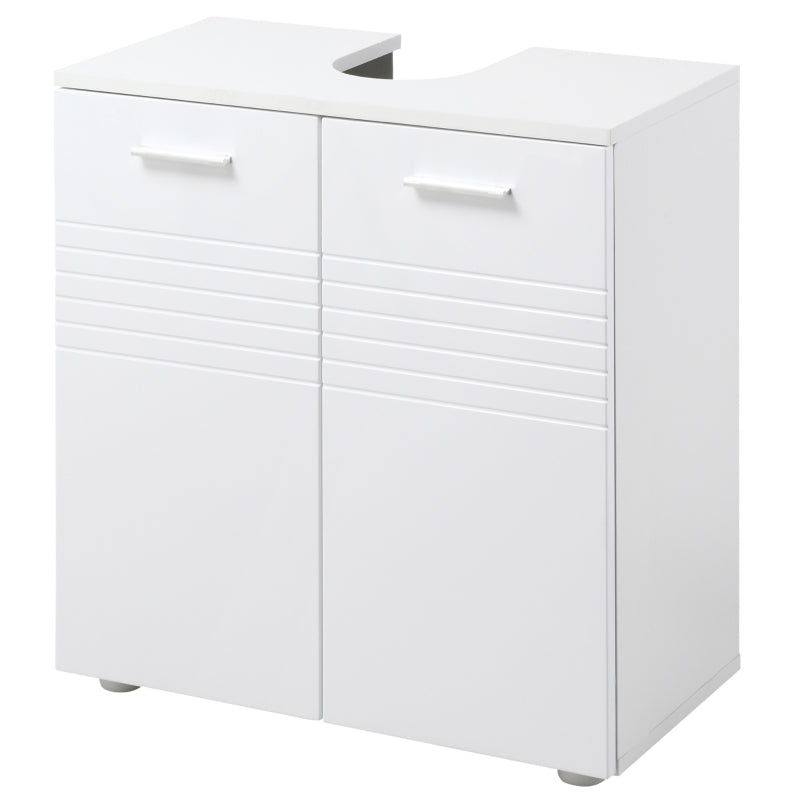 White Under Sink Bathroom Storage Cabinet with Adjustable Shelf