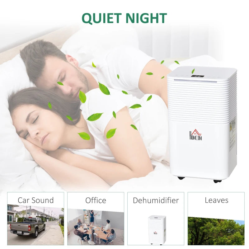 Portable Quiet 10L/Day Dehumidifier - White