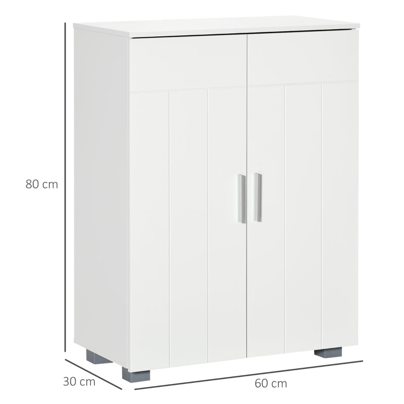 White Bathroom Storage Cabinet with 3 Tier Shelves