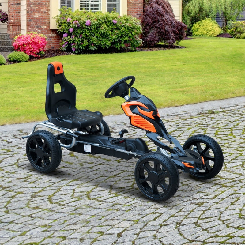 Orange/Black Kids Pedal Go Kart with Braking System