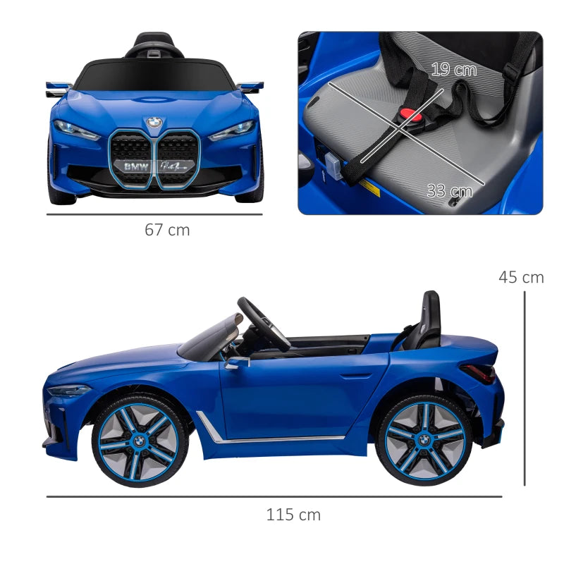 12V Kids Electric Ride-On Car - Blue BMW i4 Style