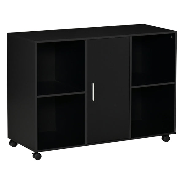 Black Mobile Office File Cabinet with Wheels and Storage