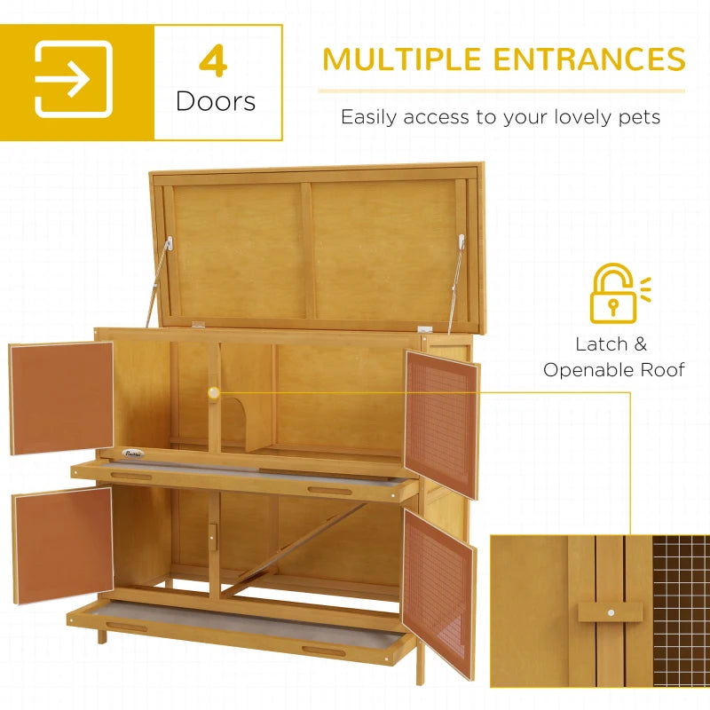 Yellow Double Decker Pet Cage with Sliding Tray, 100 x 47 x 91cm