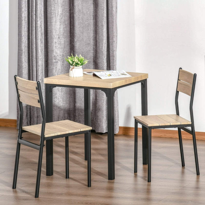 3-Piece Dining Set, Light Wood/Black