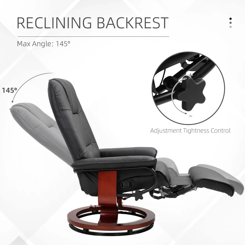 Black Faux Leather Manual Recliner Armchair