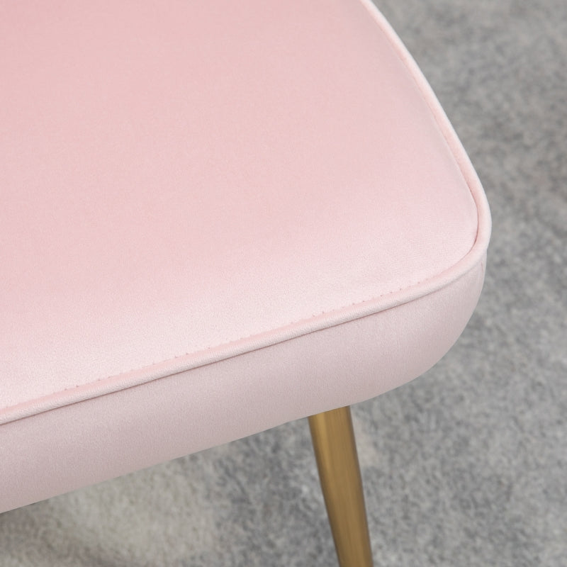 Blush Velvet Accent Chair with Gold Metal Legs, Modern Vanity Chair