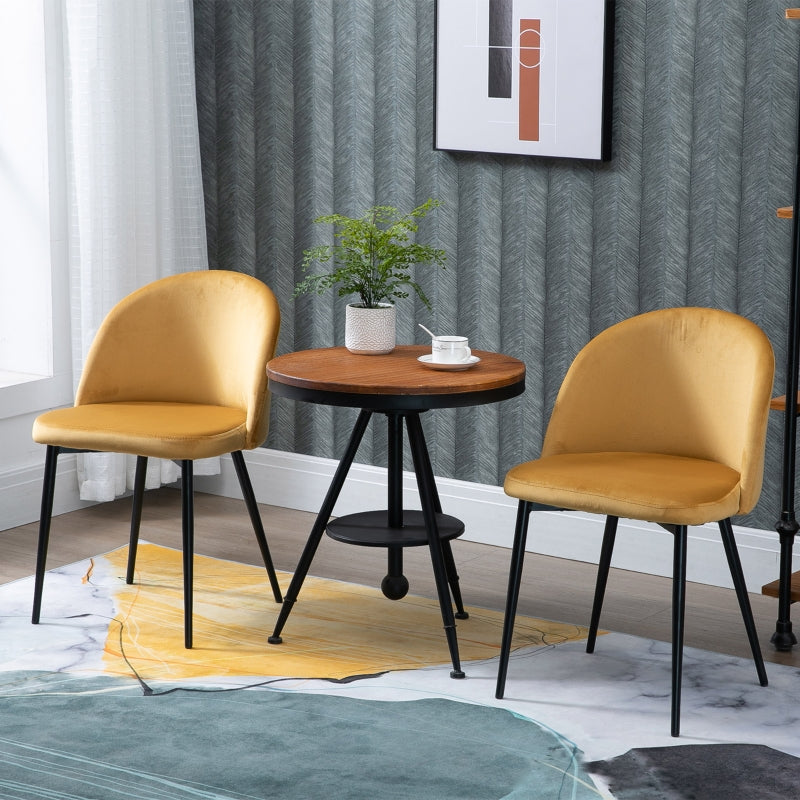 Yellow Fabric Dining Chairs Set of 2 - Contemporary Office Kitchen Seating