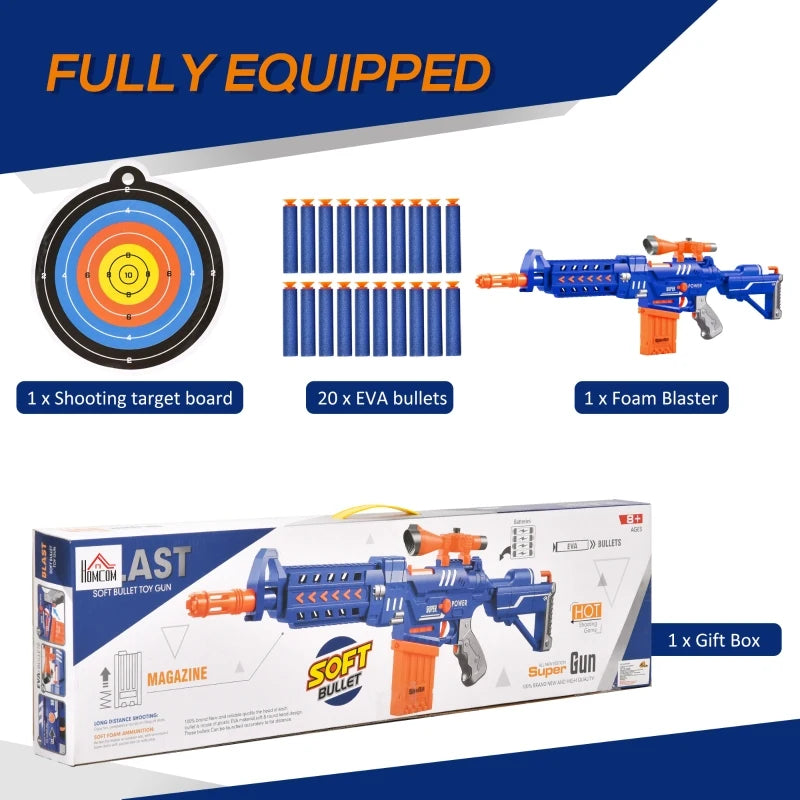 Foam Blaster Shooter with 20 Soft EVA Darts - Blue