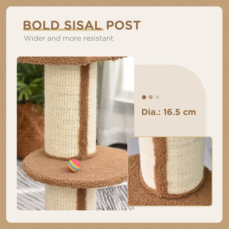 Brown 91cm Cat Tower Scratching Post for Indoor Cats