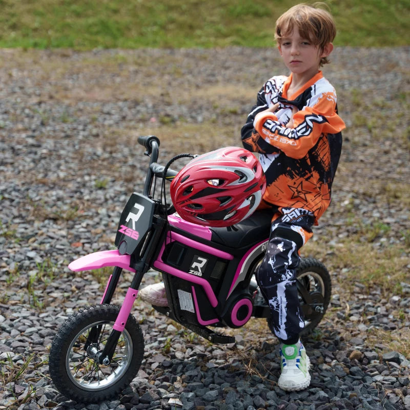 Pink Electric Motorbike with Music & Horn, 12" Tyres, 16km/h Speed