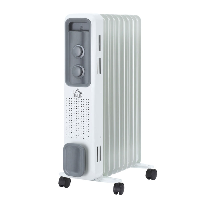 White 9-Fin Portable Electric Oil Filled Radiator Heater