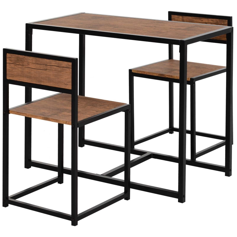 3-Piece Industrial Style Table Stool Set - Steel Frame, MDF Panels - Modern Living Room Bar Furniture (Black)