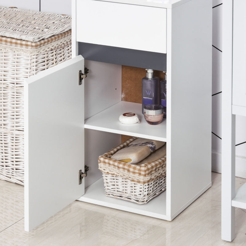 White Tri-Compartment Bathroom Storage Cabinet