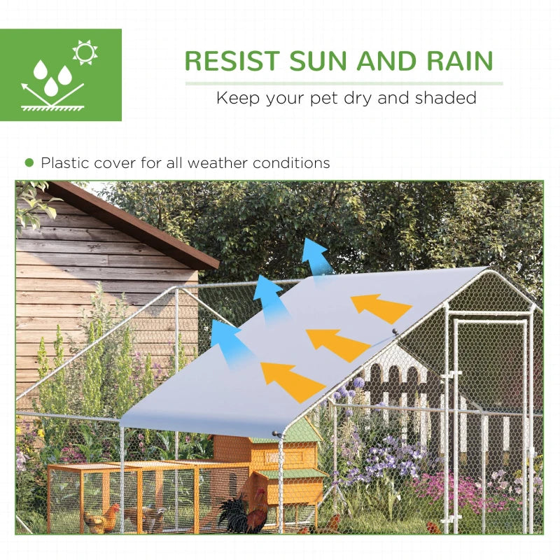 Galvanised Chicken Run with Water-Resistant Cover, 3x4x2m