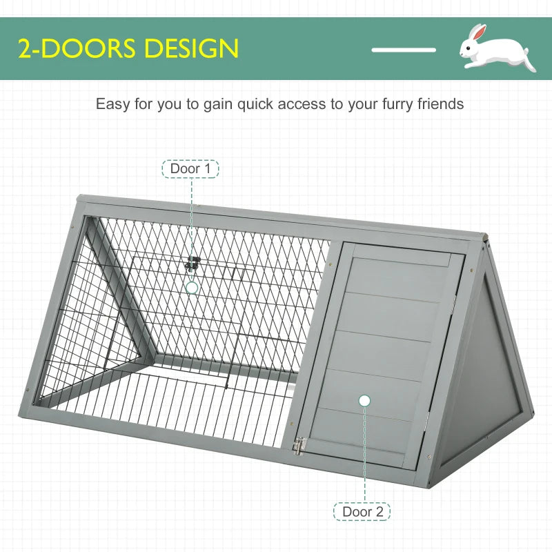 Grey Triangle Small Animal Hutch 116 x 62.2 x 52.5 cm