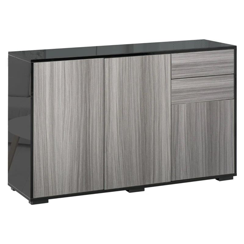 Modern 2-Drawer Side Cabinet in Light Grey and Black