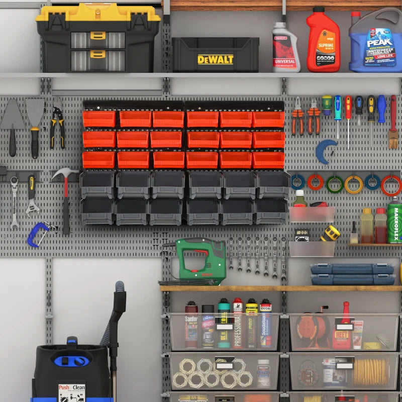 Black 30-Cubbie Wall Storage Organizer for Garage Workshop DIY