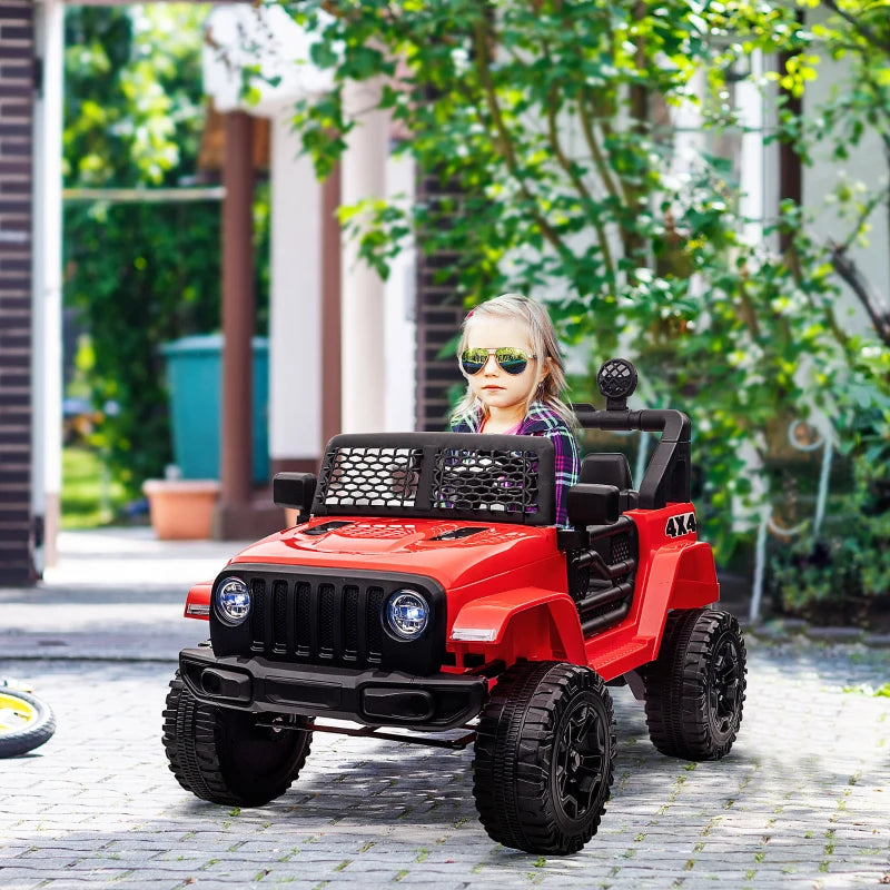 Red Off-Road Electric Ride-On Car for Kids 3-6 Years - Remote Control, Lights, Horn