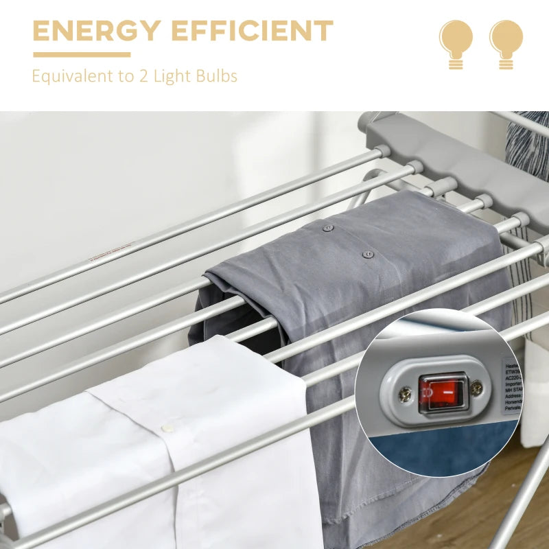 Silver Electric Heated Clothes Dryer with Extendable Wings