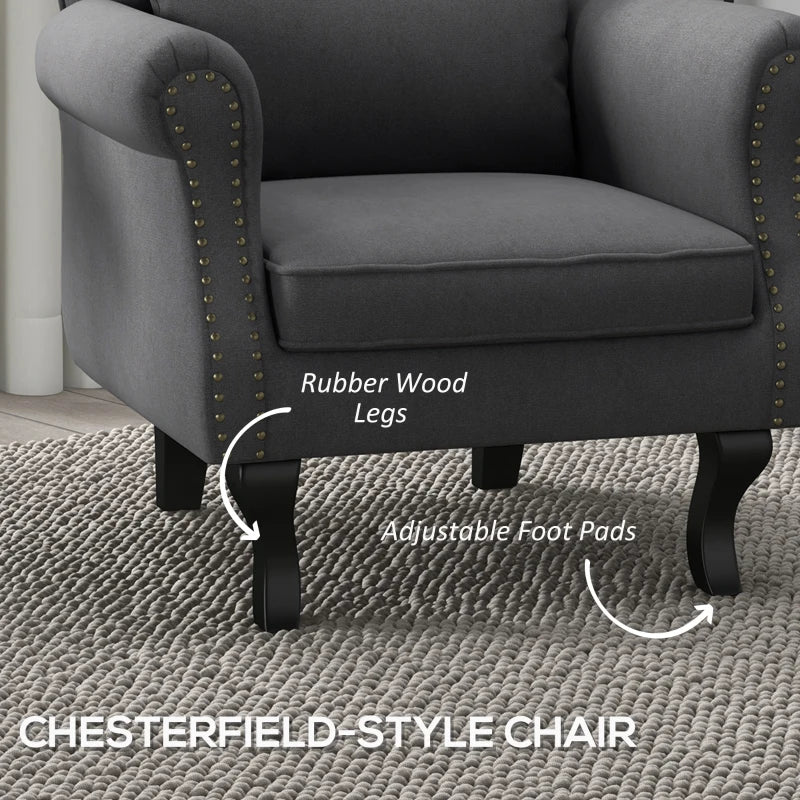 Grey Velvet Chesterfield Accent Chair