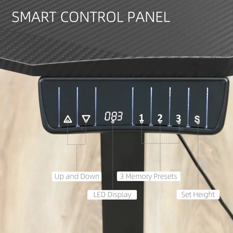 Black Electric Standing Desk, 120x60cm Memory Preset Workstation