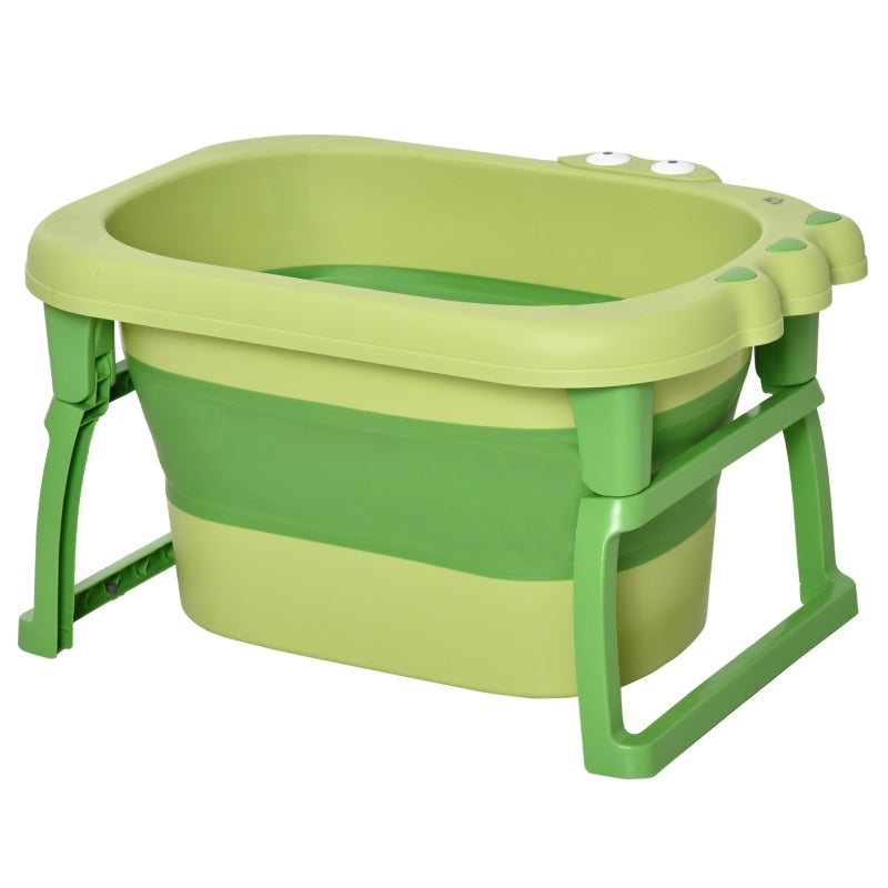 Foldable Green Baby Bathtub Set with Stool