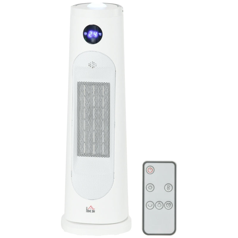 White Portable Electric Ceramic Space Heater with Thermostat & Timer