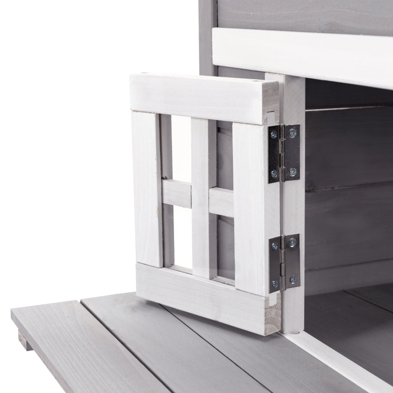 Grey Three-Tier Outdoor Cat House with Jumping Platforms