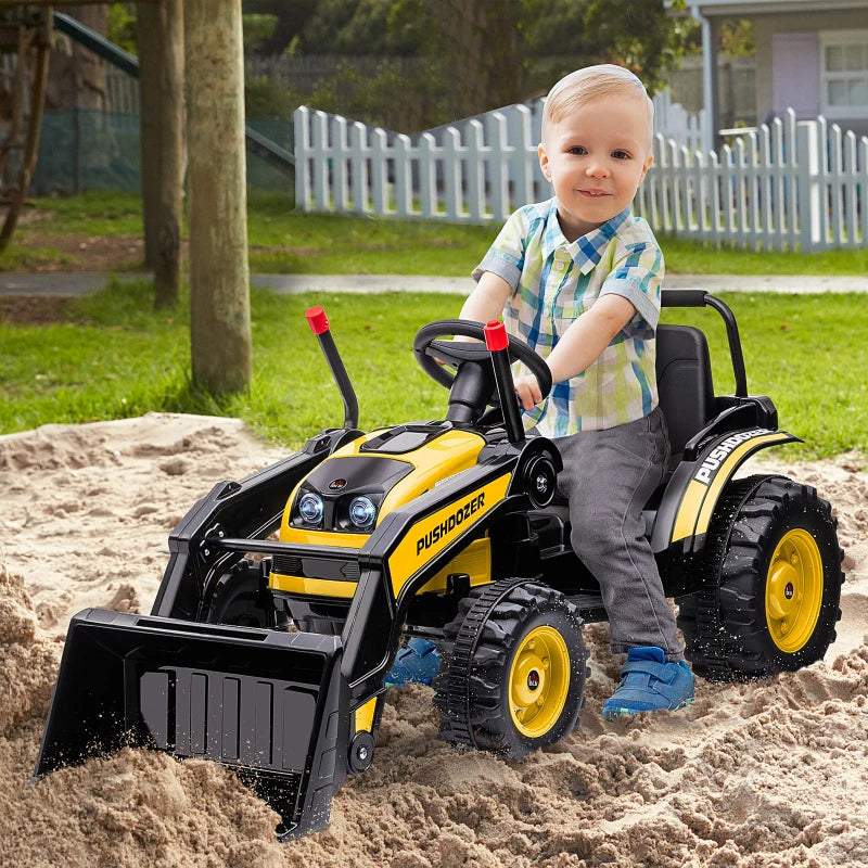 Yellow Kids Ride-On Excavator with Music & Headlight