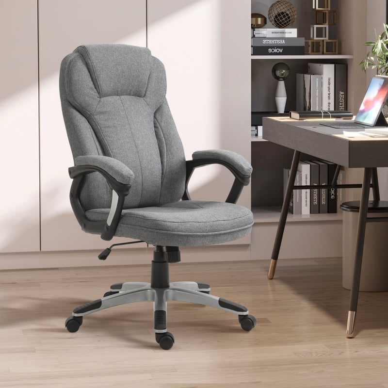 Grey Linen Office Chair with Adjustable Height and Swivel Wheels