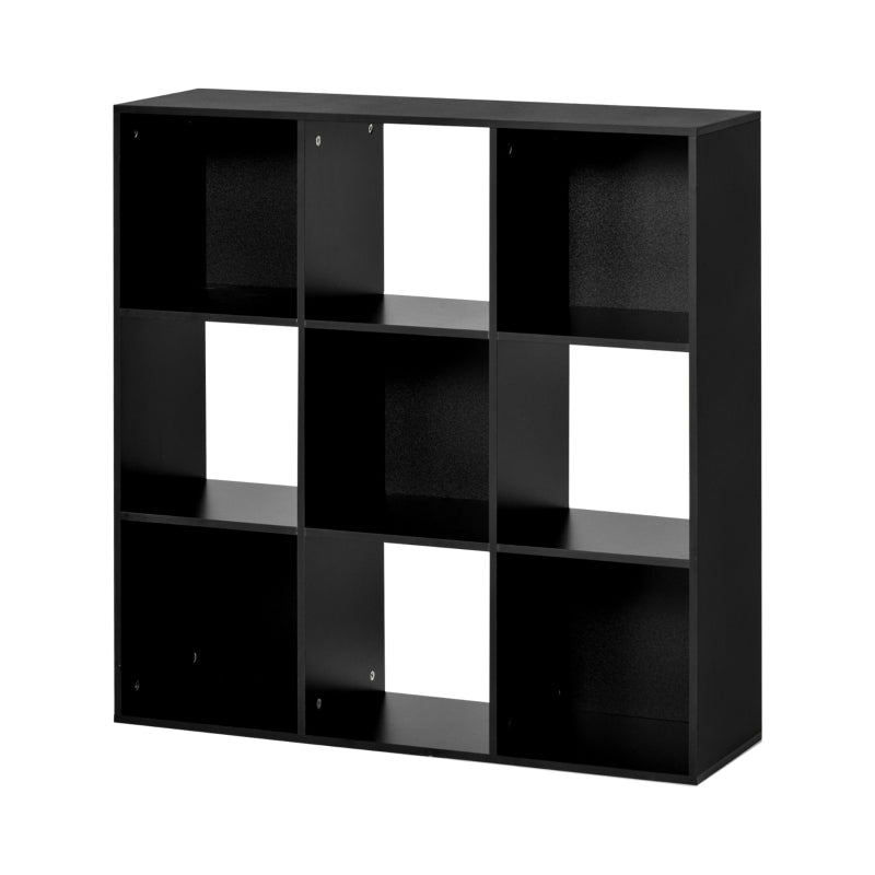 Black Nine-Cube Compact Shelving Unit