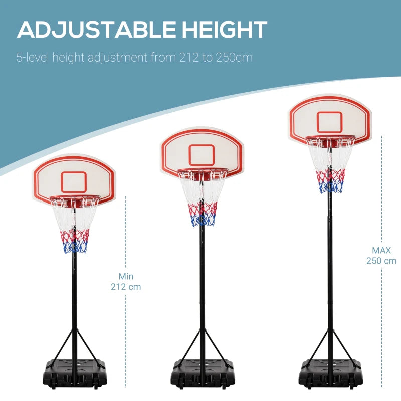 Adjustable Height Portable Basketball Stand with Sturdy Rim and Large Wheels - Blue