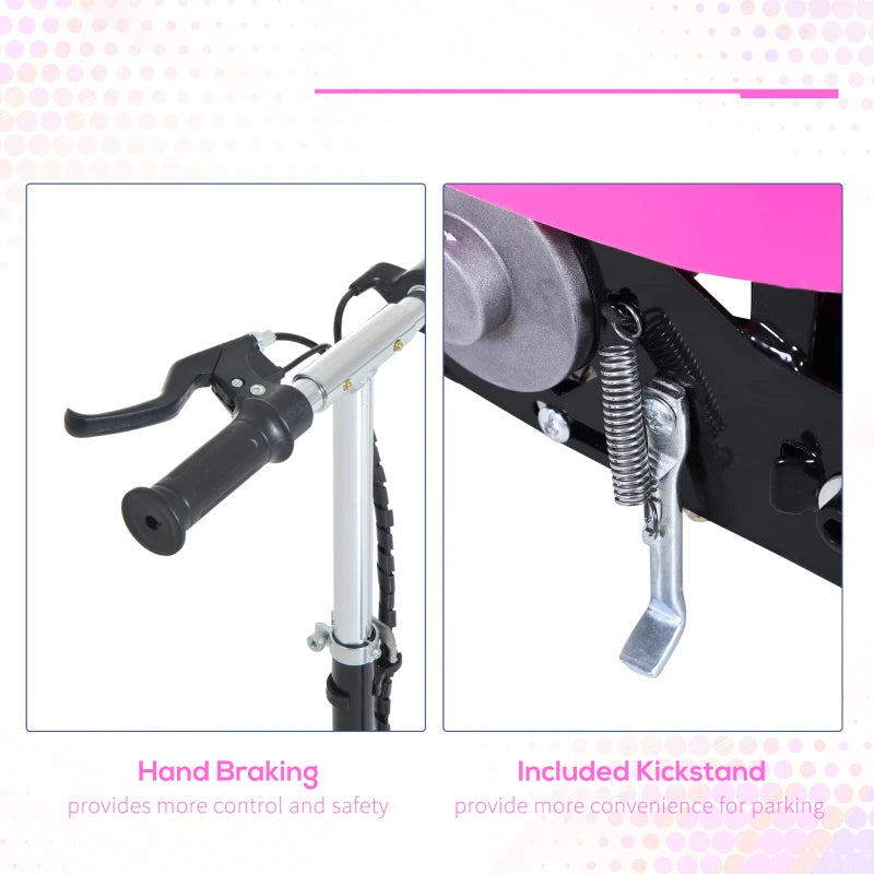 Kids Pink Foldable Electric Scooter with Brake and Kickstand