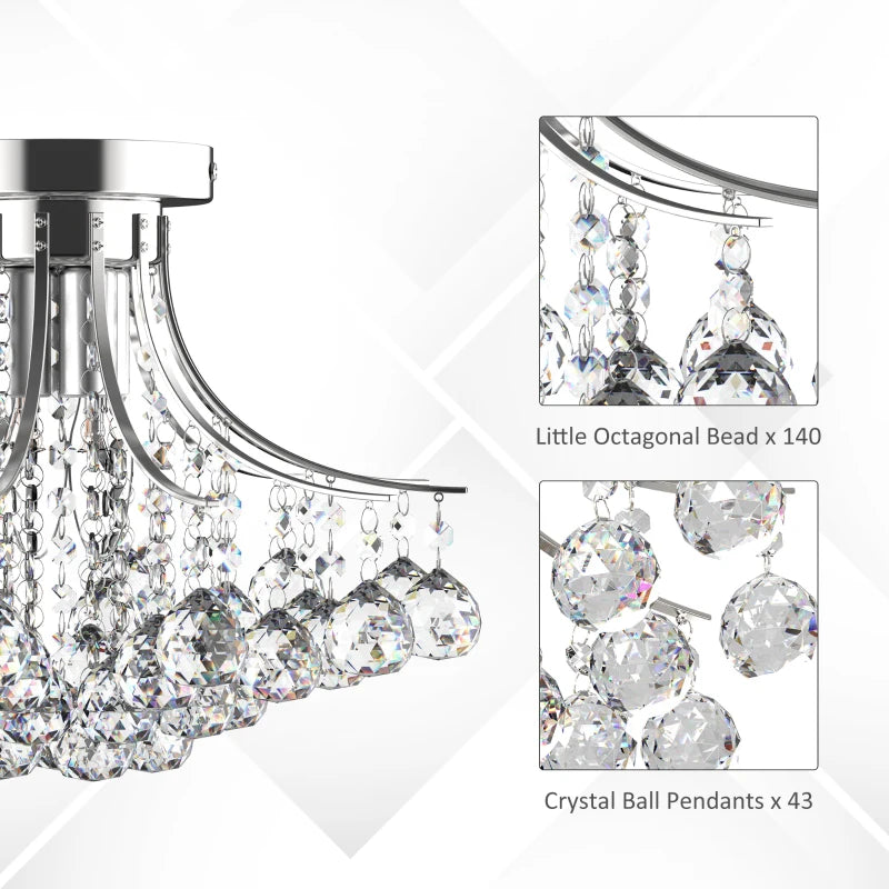 Crystal Ceiling Chandelier - Modern Silver