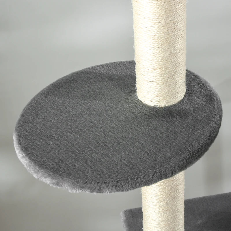 Large Grey Cat Tower - Ceiling High Multilevel Sisal Climber