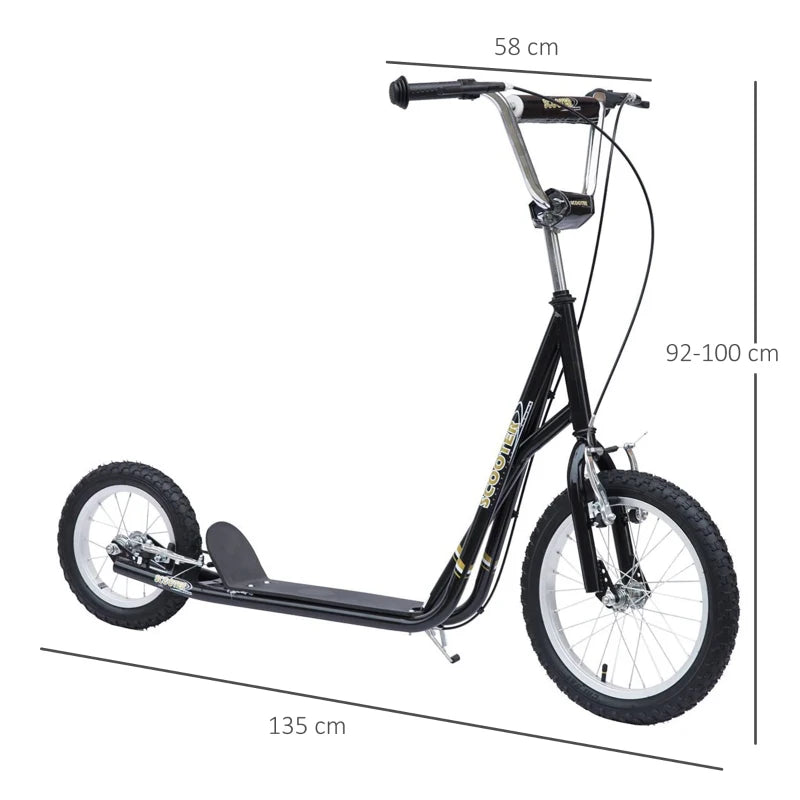 Black Kids Stunt Scooter with Adjustable Handlebar and Dual Brakes