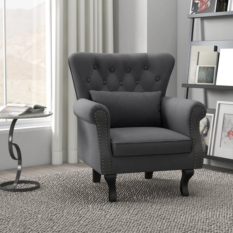 Grey Velvet Chesterfield Accent Chair