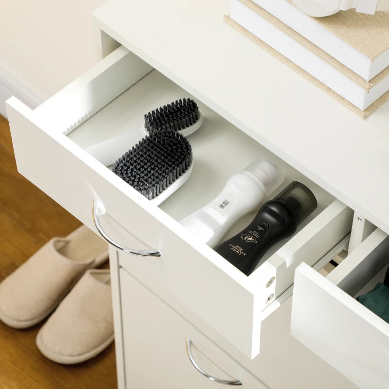 White Shoe Storage Cabinet with 2 Flip Drawers - Organiser for 12 Pairs