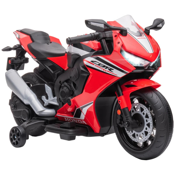 Red Kids 6V Honda Licensed Motorcycle with Music & Training Wheels