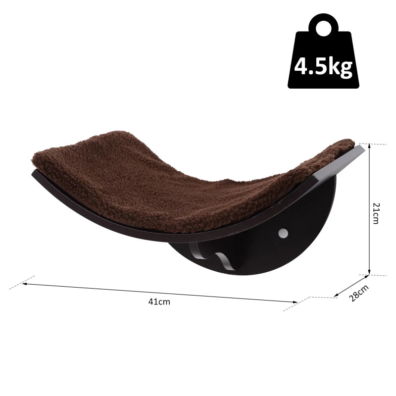 Curved Brown Cat Wall Shelf 41x28x21cm - Kitten Bed & Perch Climber